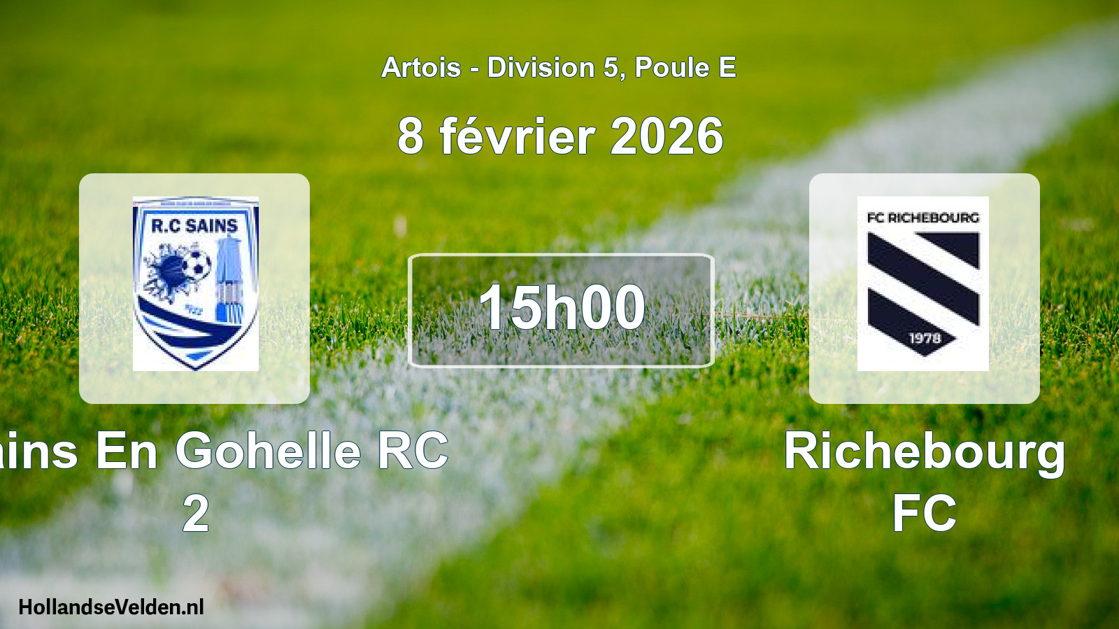Match programmé: Sains En Gohelle RC 2 - Richebourg FC (8 février 2026)