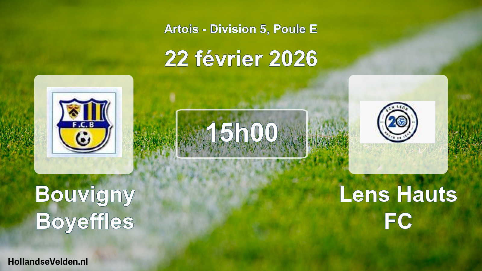 Match programmé: Bouvigny Boyeffles - Lens Hauts FC (22 février 2026)