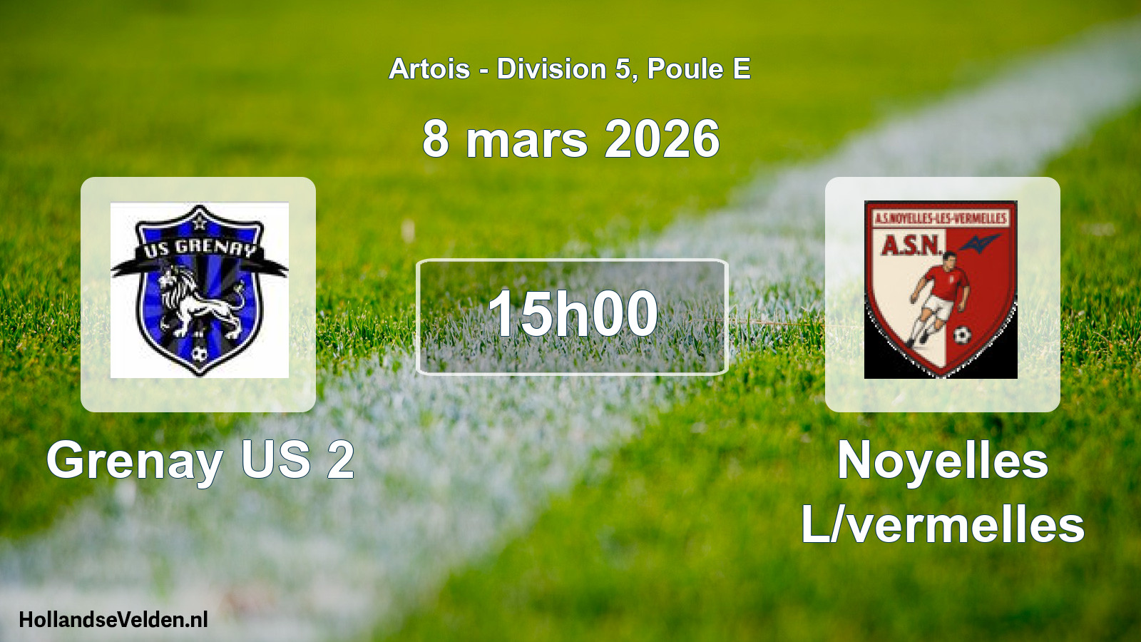 Match programmé: Grenay US 2 - Noyelles L/vermelles (8 mars 2026)