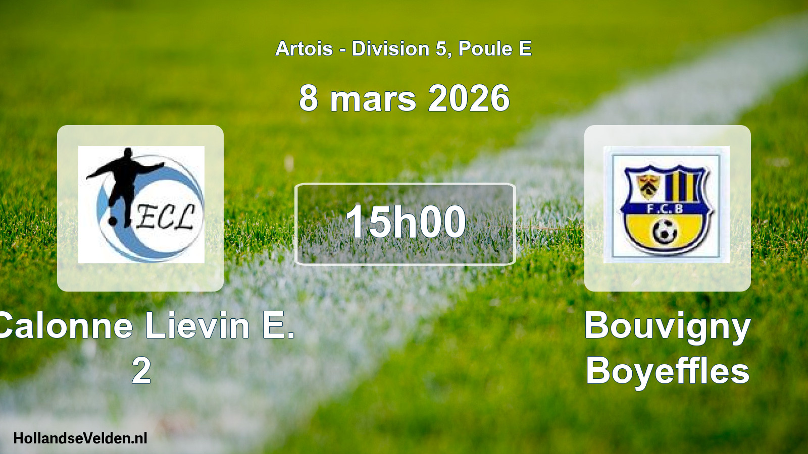 Match programmé: Calonne Lievin E. 2 - Bouvigny Boyeffles (8 mars 2026)