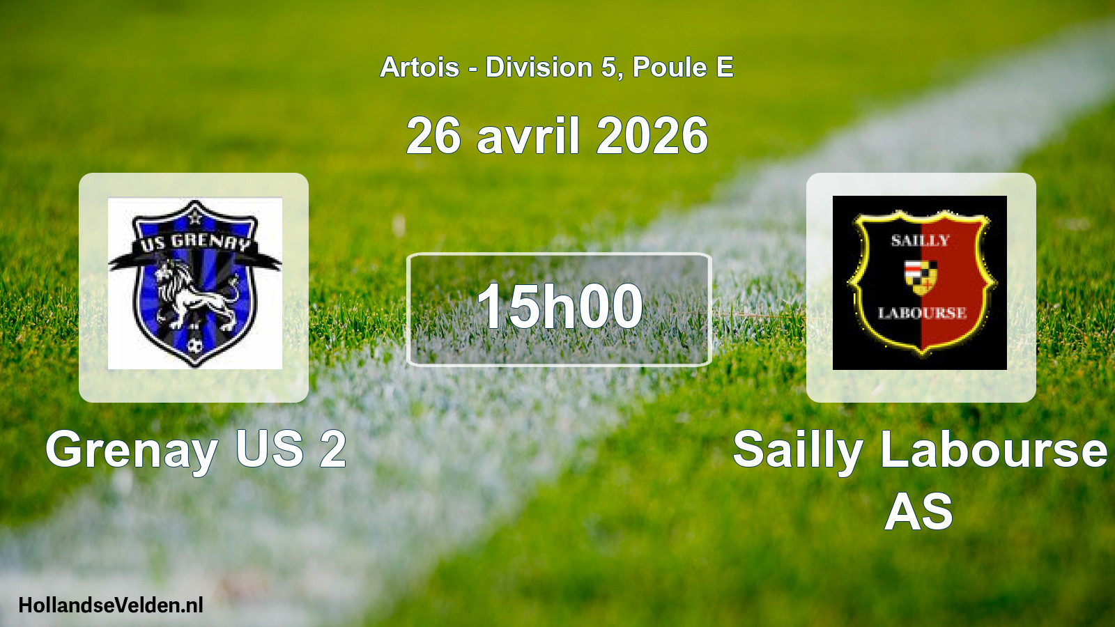 Match programmé: Grenay US 2 - Sailly Labourse AS (26 avril 2026)