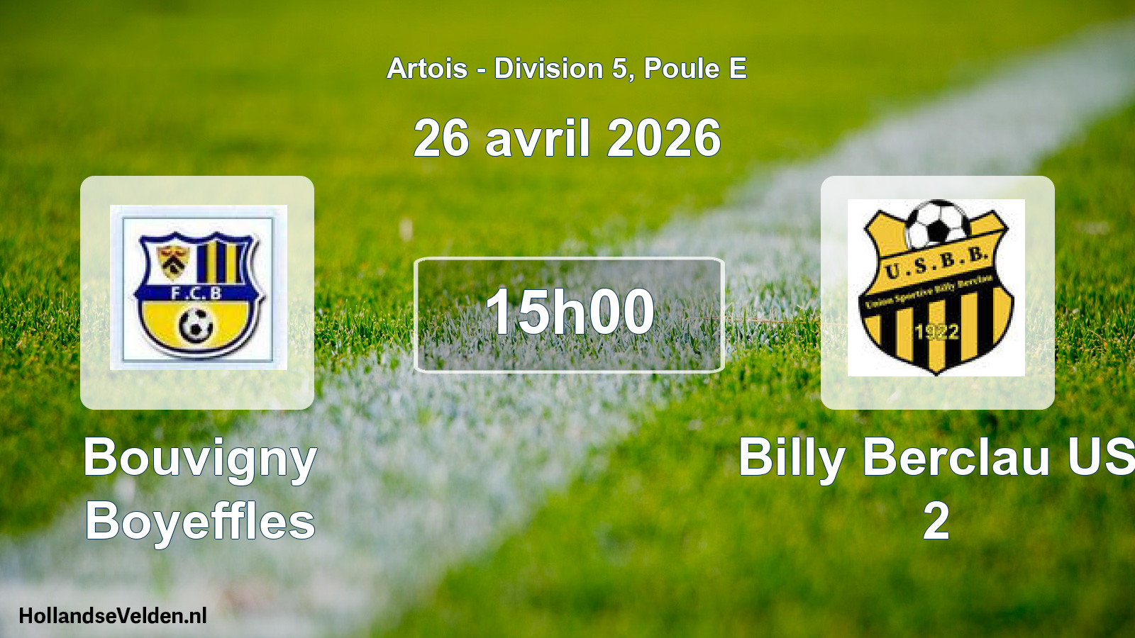 Match programmé: Bouvigny Boyeffles - Billy Berclau US 2 (26 avril 2026)