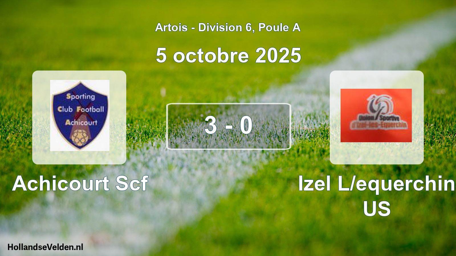 Match joué: Achicourt Scf - Izel L/equerchin US 3 - 0 (5 octobre 2025)