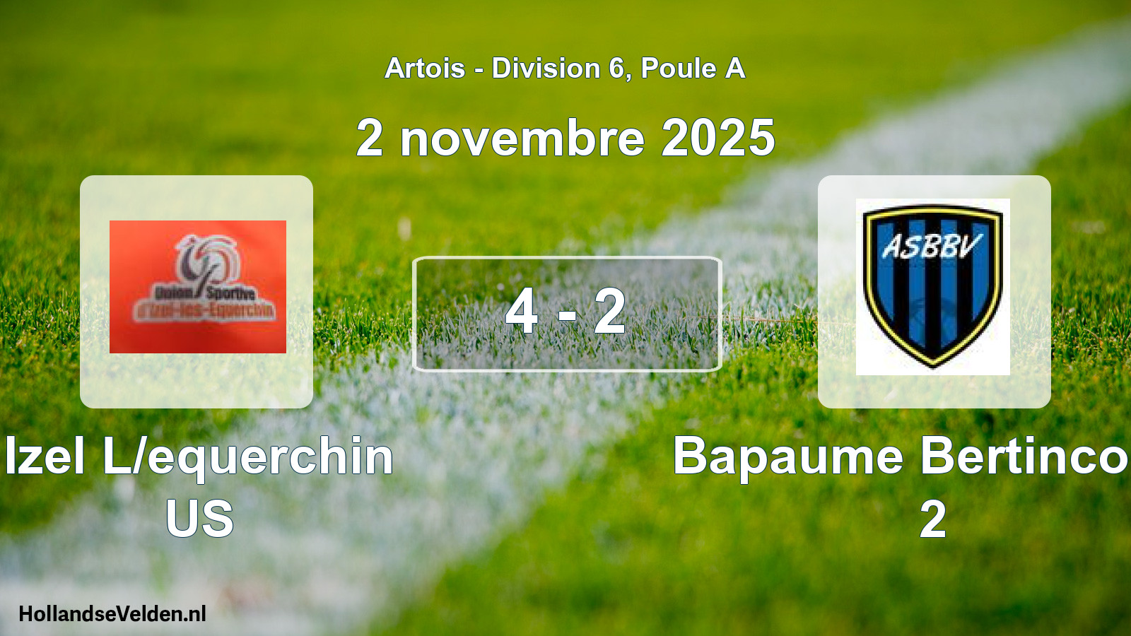 Total number of matches played: Izel L/equerchin US - Bapaume Bertincourt 2 4 - 2 (2 November 2025)
