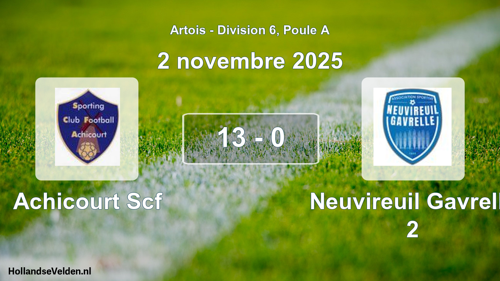 Gespeelde wedstrijd: Achicourt Scf - Neuvireuil Gavrelle 2 13 - 0 (2 november 2025)