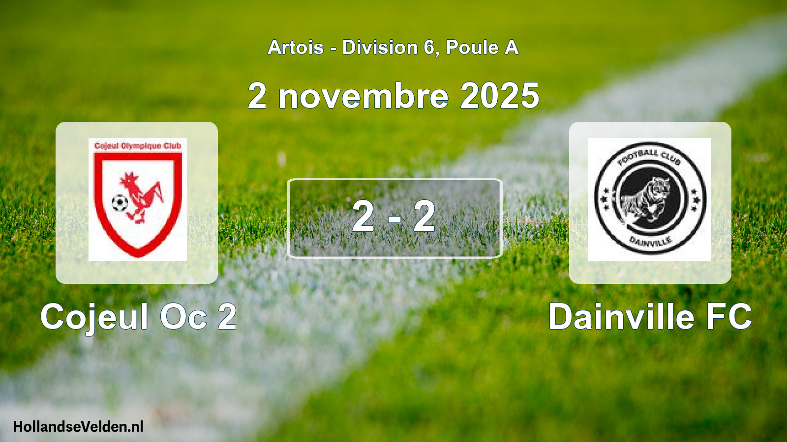 Match joué: Cojeul Oc 2 - Dainville FC 2 - 2 (2 novembre 2025)