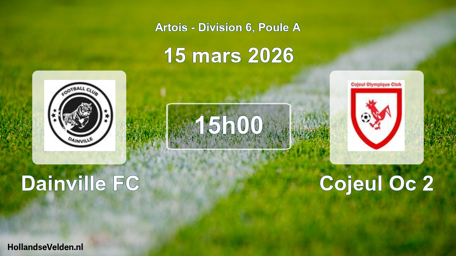 Match programmé: Dainville FC - Cojeul Oc 2 (15 mars 2026)