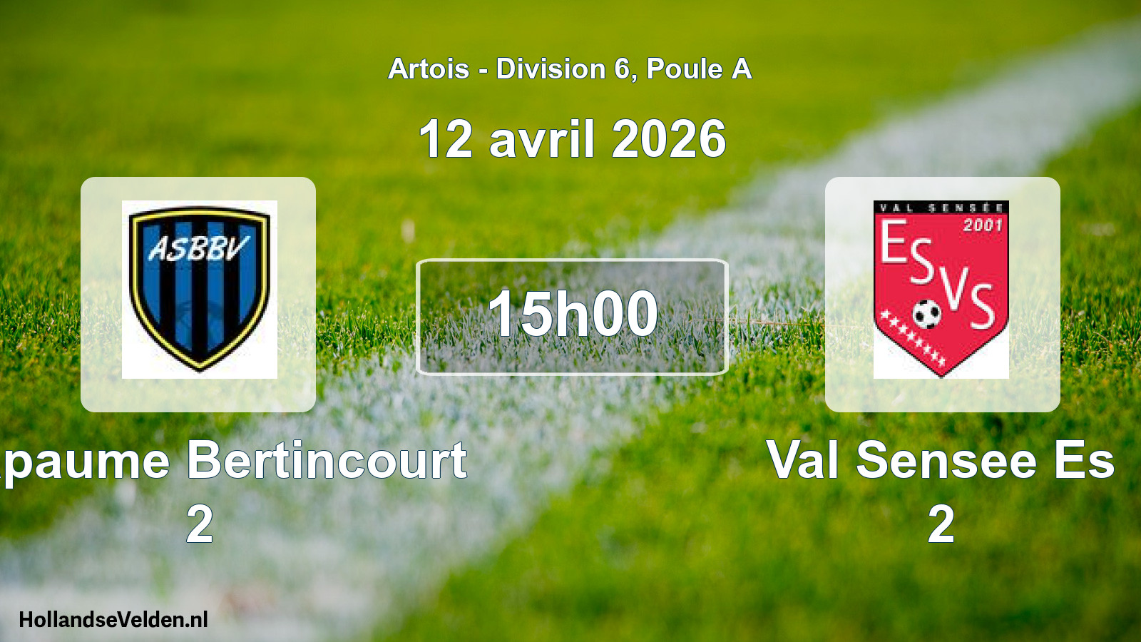 Match programmé: Bapaume Bertincourt 2 - Val Sensee Es 2 (12 avril 2026)