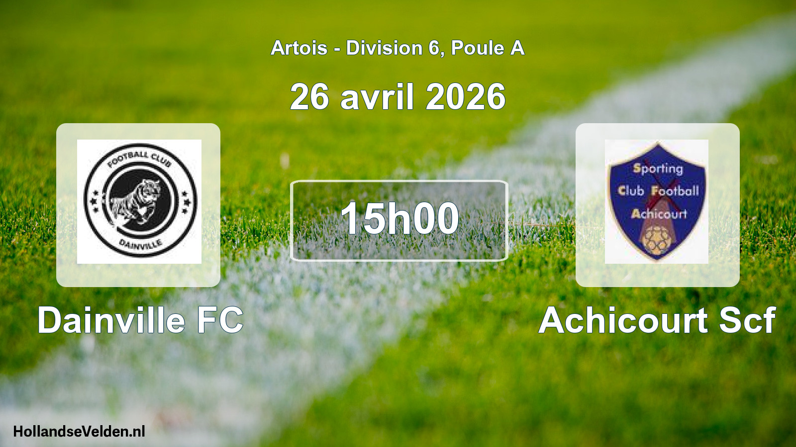 Match programmé: Dainville FC - Achicourt Scf (26 avril 2026)