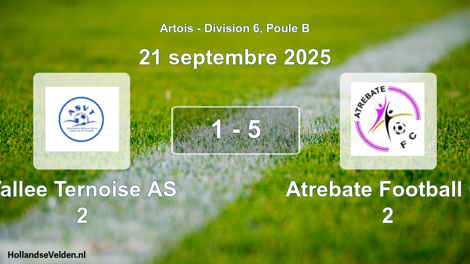 Total number of matches played: Vallee Ternoise AS 2 - Atrebate Football C. 2 1 - 5 (21 September 2025)