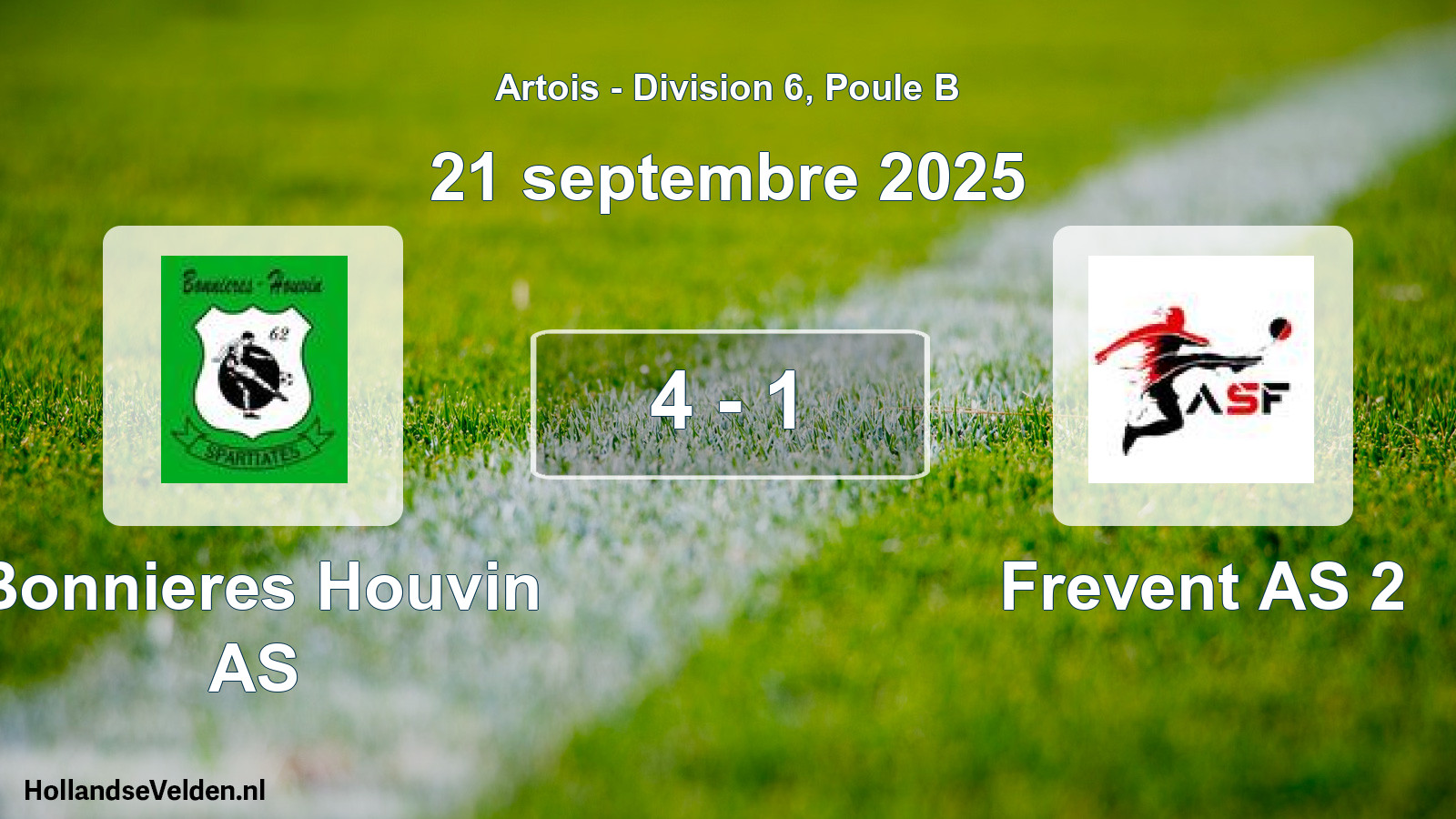 Match joué: Bonnieres Houvin AS - Frevent AS 2 4 - 1 (21 septembre 2025)