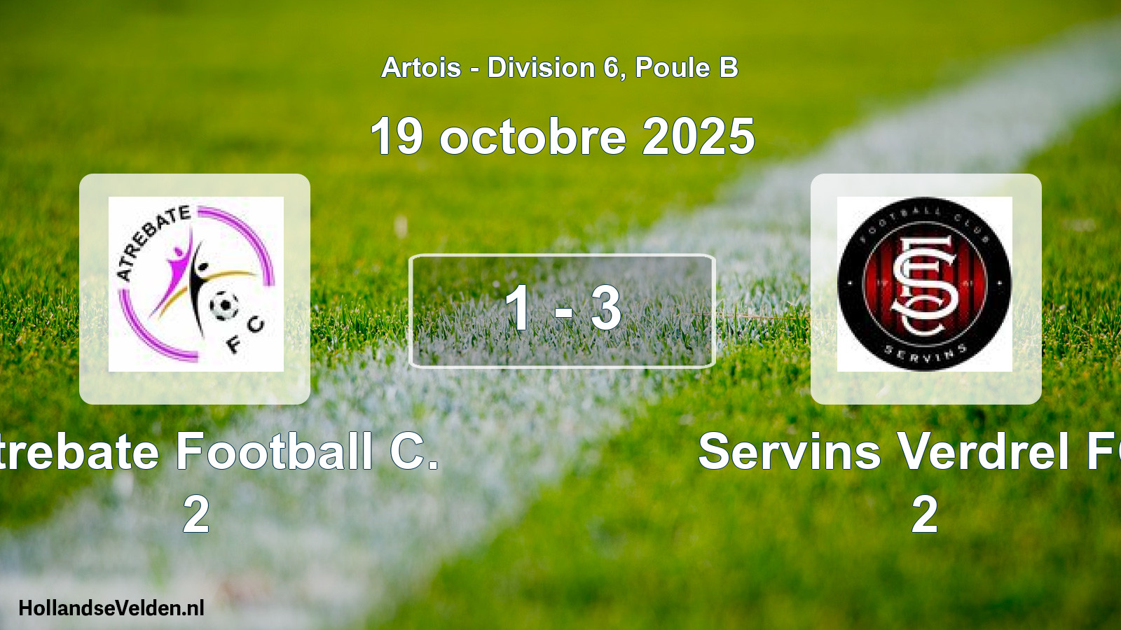 Match joué: Atrebate Football C. 2 - Servins Verdrel FC 2 1 - 3 (19 octobre 2025)