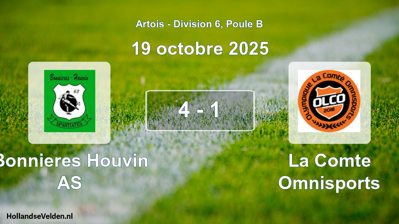 Total number of matches played: Bonnieres Houvin AS - La Comte Omnisports 4 - 1 (19 October 2025)