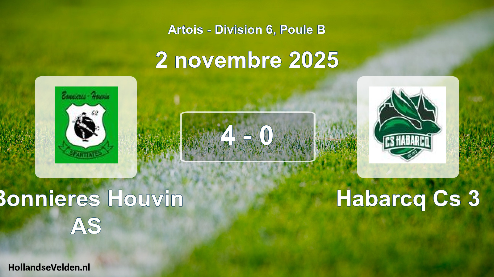 Match joué: Bonnieres Houvin AS - Habarcq Cs 3 4 - 0 (2 novembre 2025)