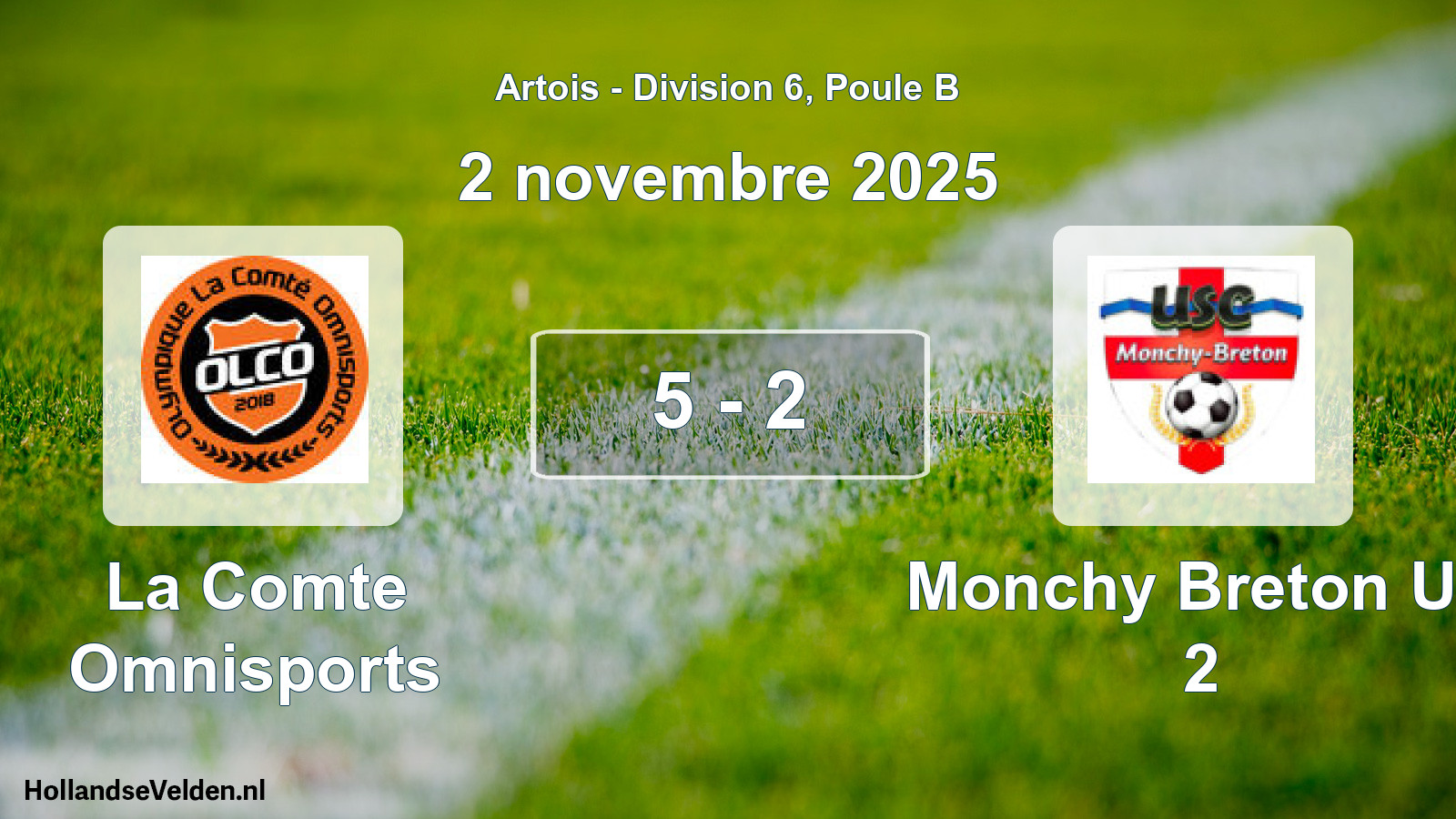 Gespeelde wedstrijd: La Comte Omnisports - Monchy Breton US 2 5 - 2 (2 november 2025)