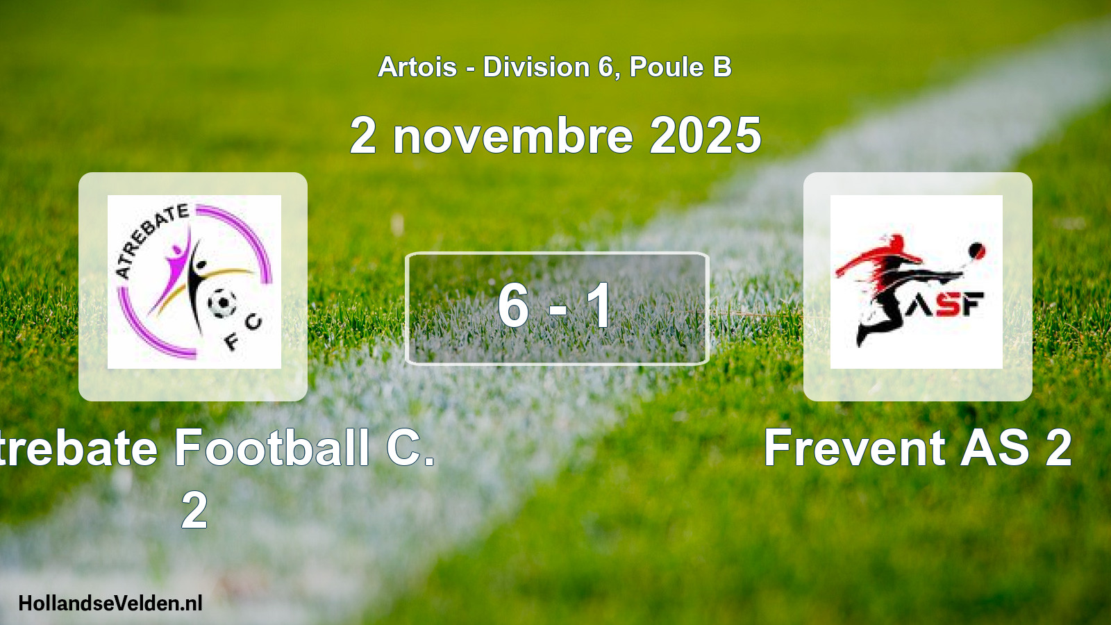 Match joué: Atrebate Football C. 2 - Frevent AS 2 6 - 1 (2 novembre 2025)