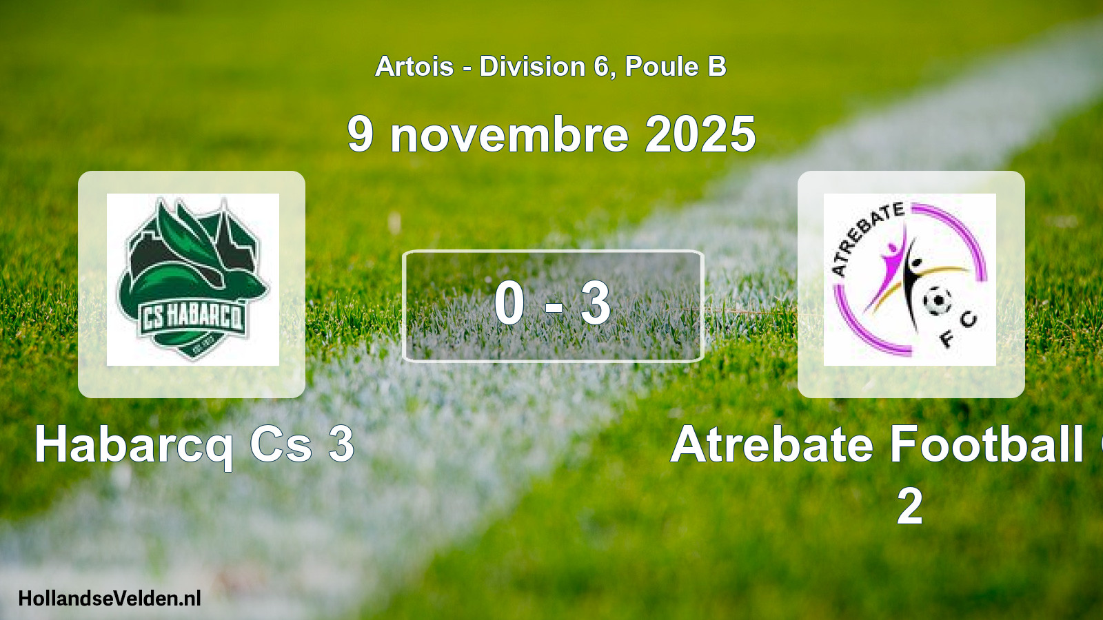 Match joué: Habarcq Cs 3 - Atrebate Football C. 2 0 - 3 (9 novembre 2025)