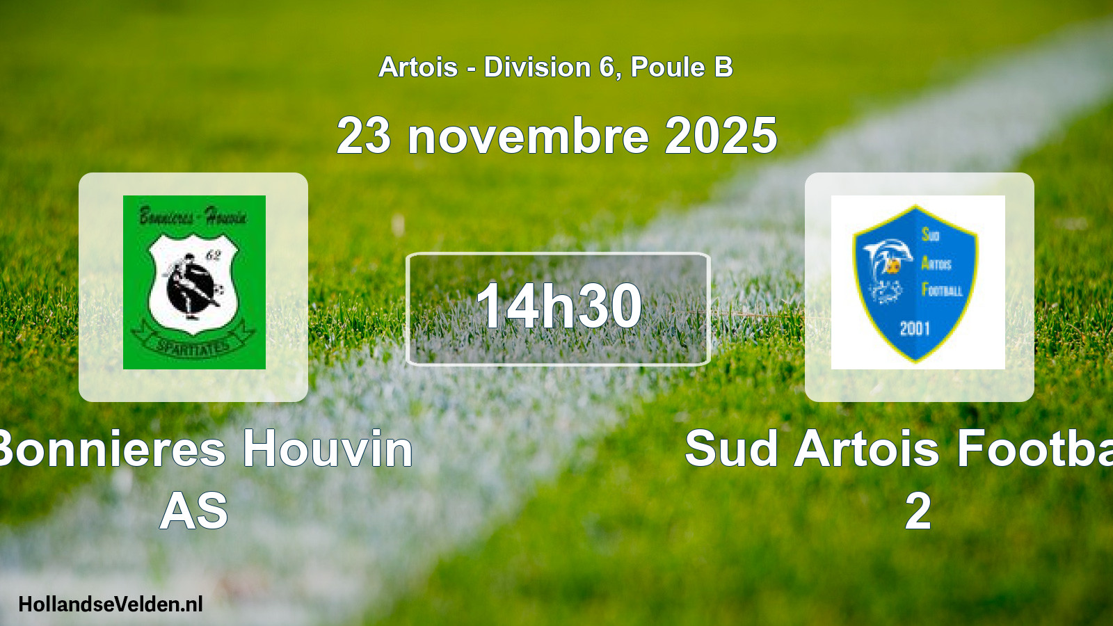 Match programmé: Bonnieres Houvin AS - Sud Artois Football 2 (23 novembre 2025)