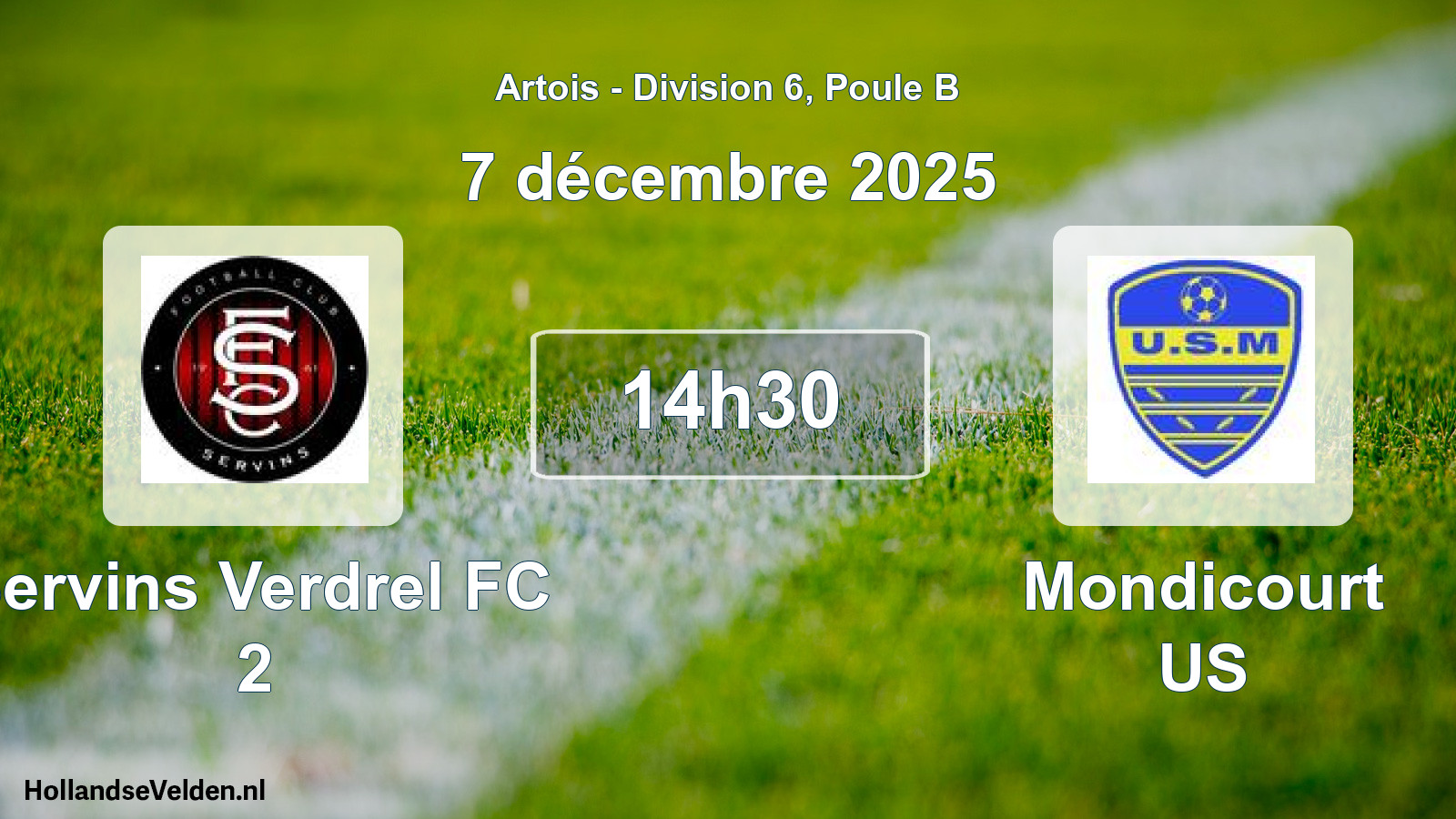 Match programmé: Servins Verdrel FC 2 - Mondicourt US (7 décembre 2025)