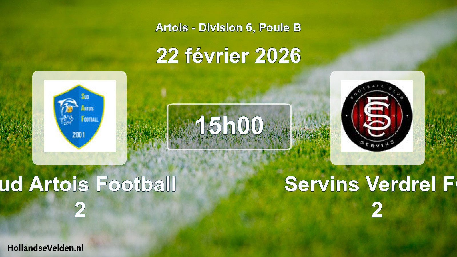 Scheduled Match: Sud Artois Football 2 - Servins Verdrel FC 2 (22 February 2026)