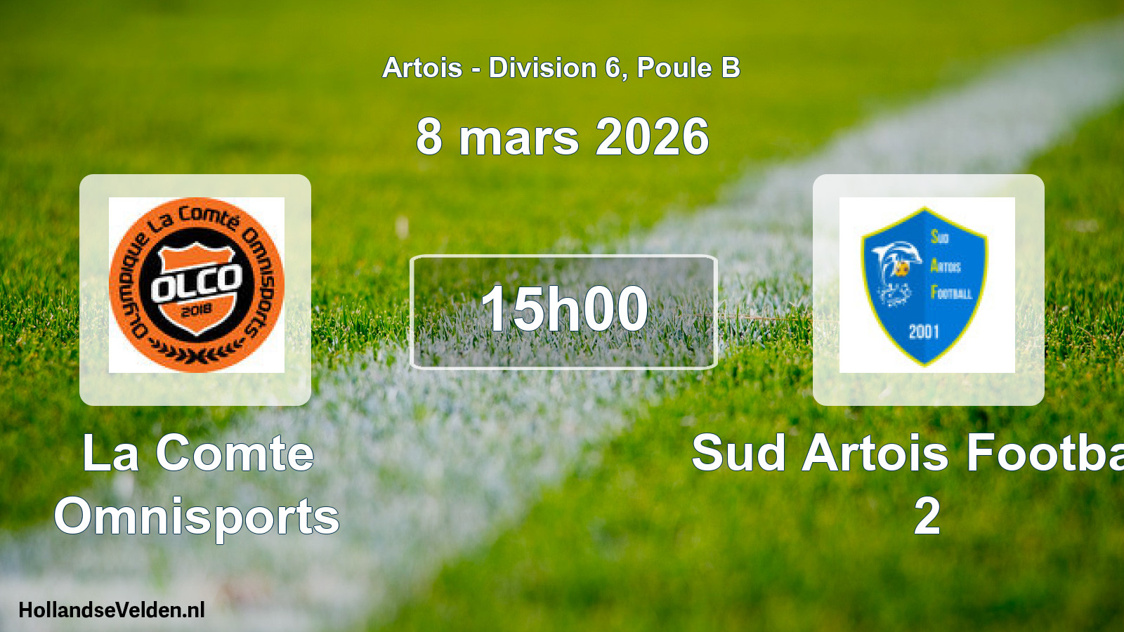Match programmé: La Comte Omnisports - Sud Artois Football 2 (8 mars 2026)