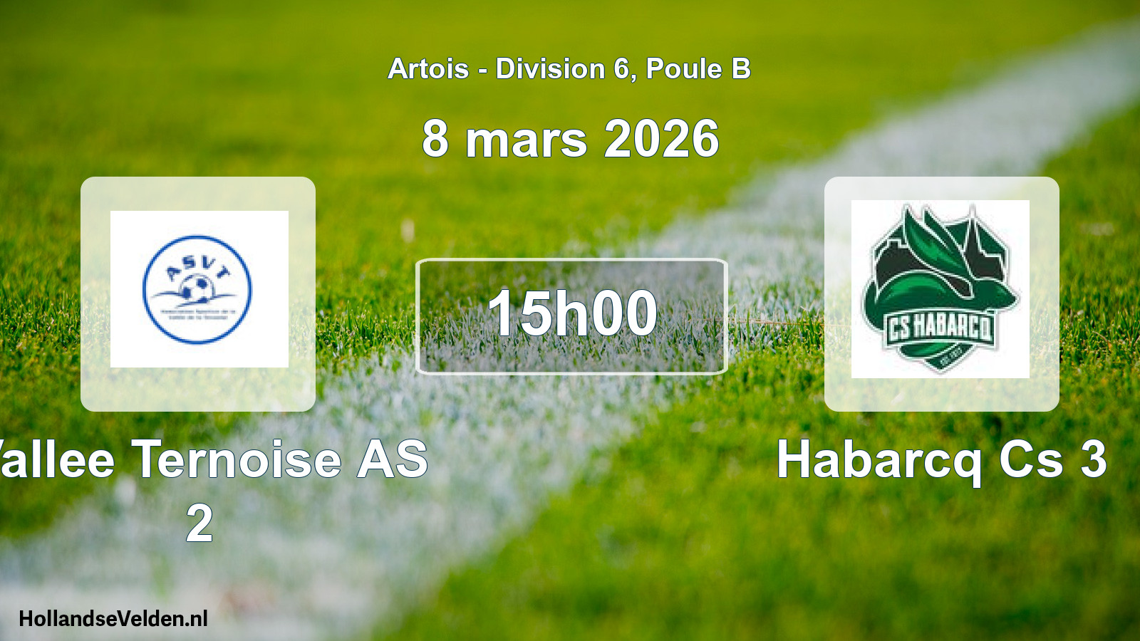 Match programmé: Vallee Ternoise AS 2 - Habarcq Cs 3 (8 mars 2026)