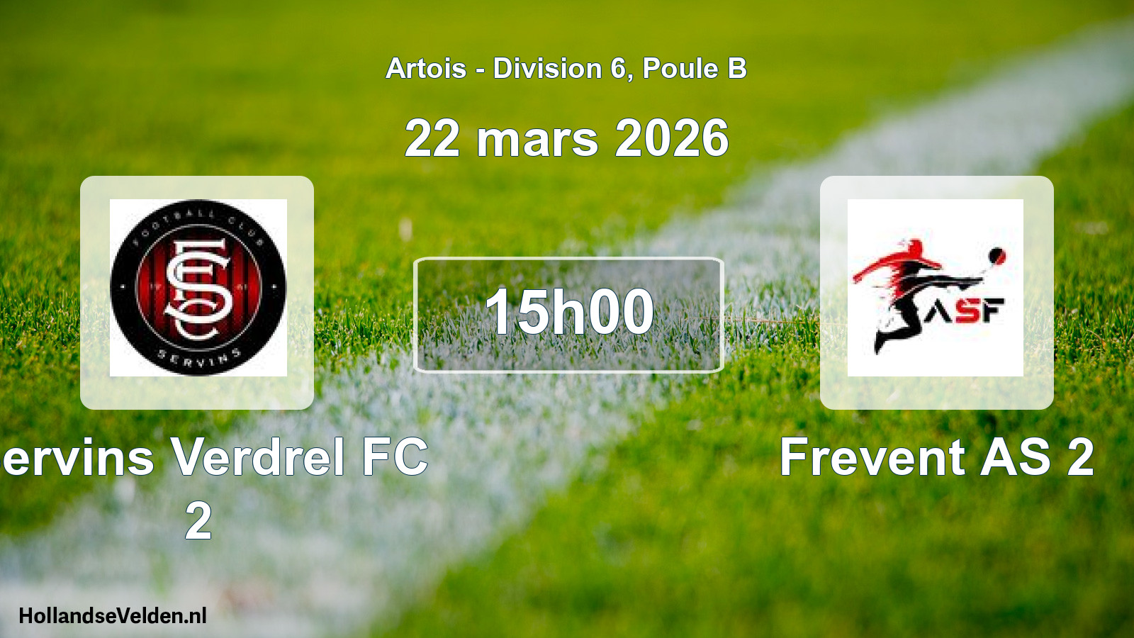 Match programmé: Servins Verdrel FC 2 - Frevent AS 2 (22 mars 2026)