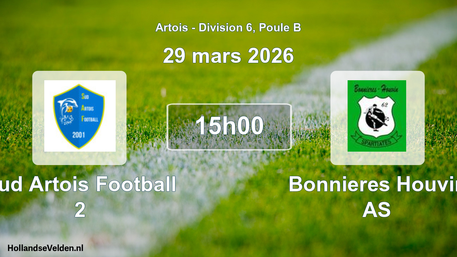 Geplande wedstrijd: Sud Artois Football 2 - Bonnieres Houvin AS (29 maart 2026)