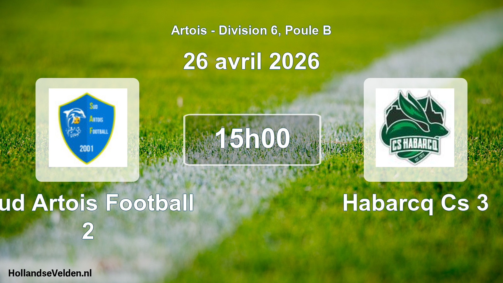 Match programmé: Sud Artois Football 2 - Habarcq Cs 3 (26 avril 2026)