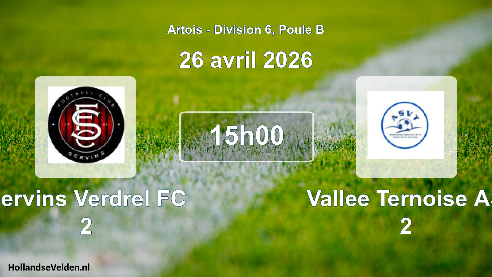 Match programmé: Servins Verdrel FC 2 - Vallee Ternoise AS 2 (26 avril 2026)