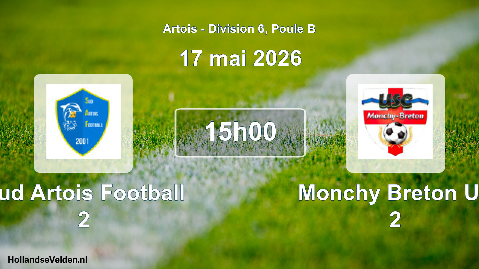 Match programmé: Sud Artois Football 2 - Monchy Breton US 2 (17 mai 2026)