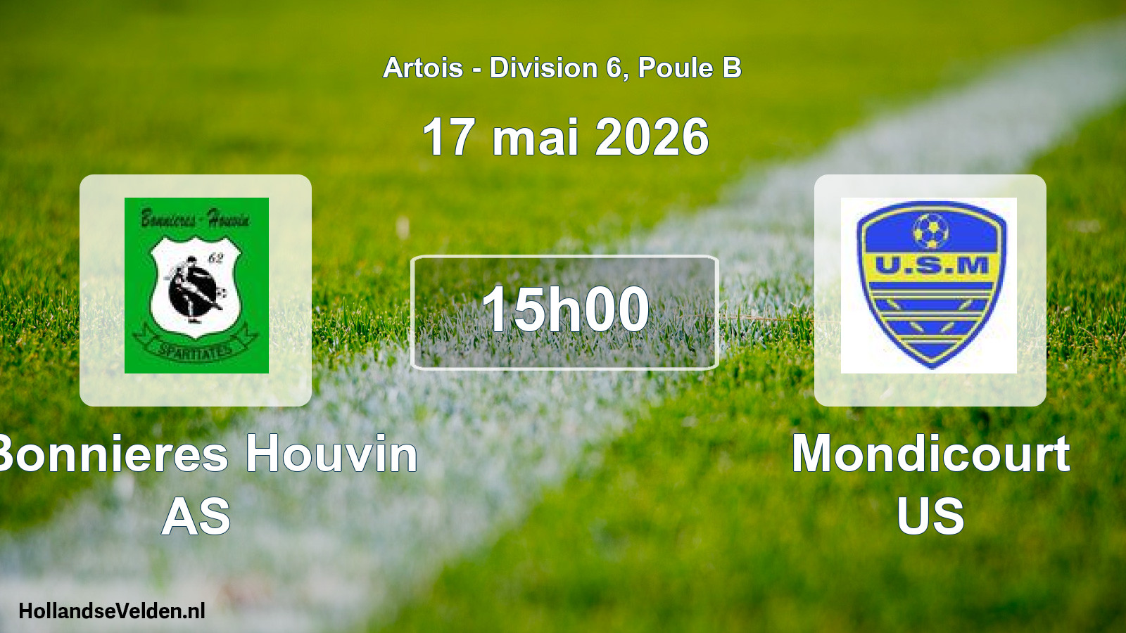 Match programmé: Bonnieres Houvin AS - Mondicourt US (17 mai 2026)