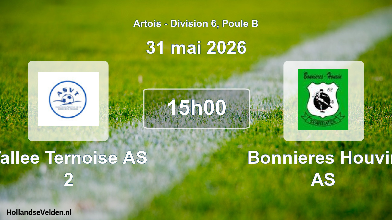Match programmé: Vallee Ternoise AS 2 - Bonnieres Houvin AS (31 mai 2026)