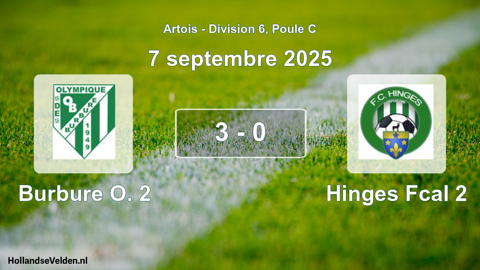 Match joué: Burbure O. 2 - Hinges Fcal 2 3 - 0 (7 septembre 2025)