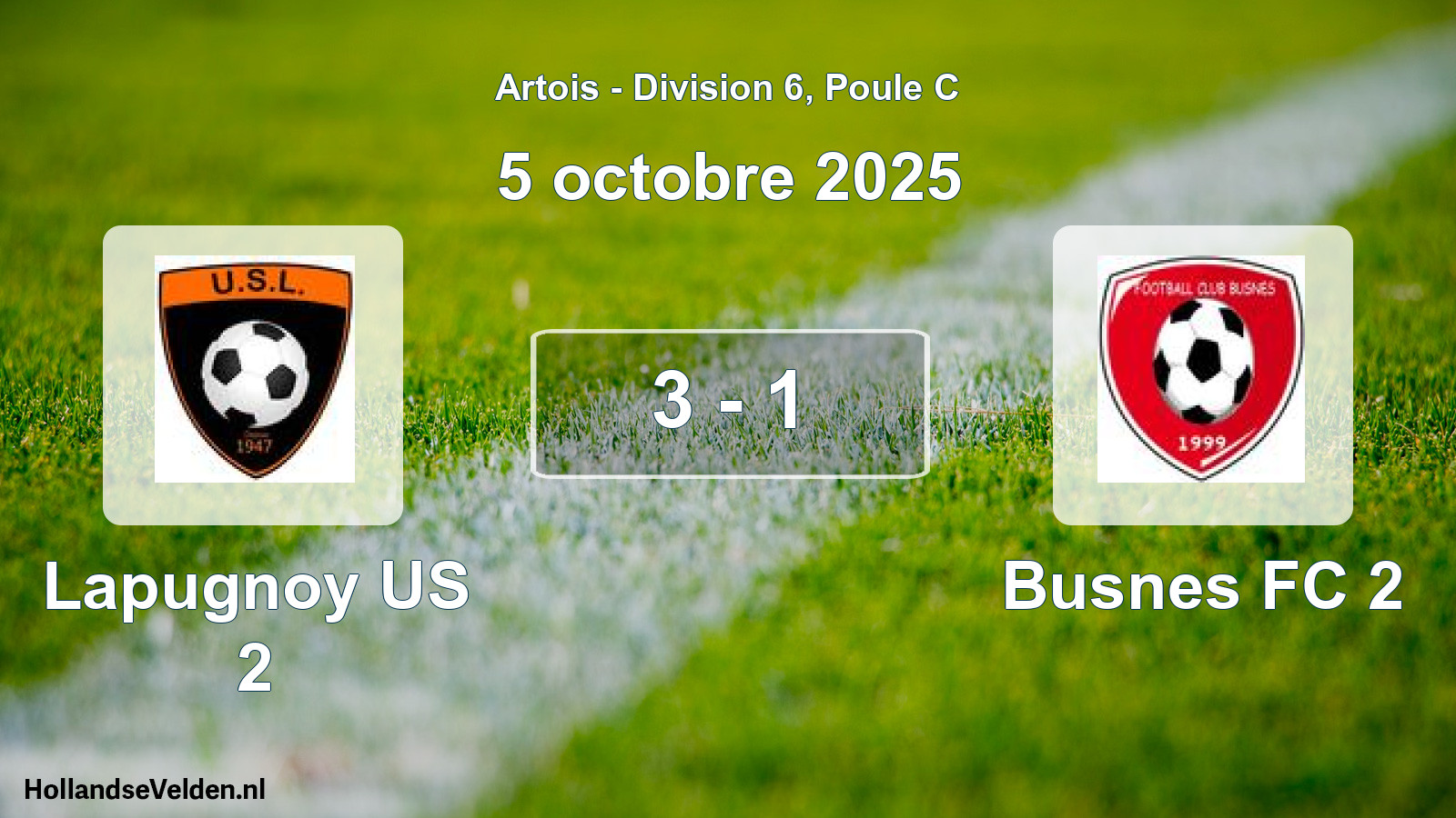 Gespeelde wedstrijd: Lapugnoy US 2 - Busnes FC 2 3 - 1 (5 oktober 2025)