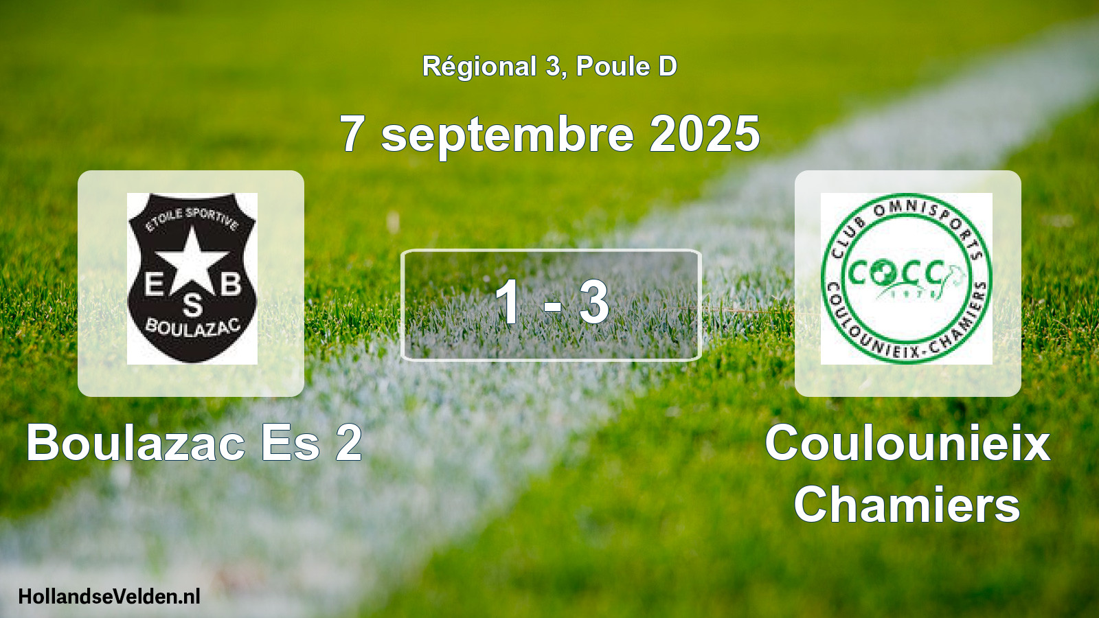 Gespeelde wedstrijd: Boulazac Es 2 - Coulounieix Chamiers 1 - 3 (7 septembre 2025)