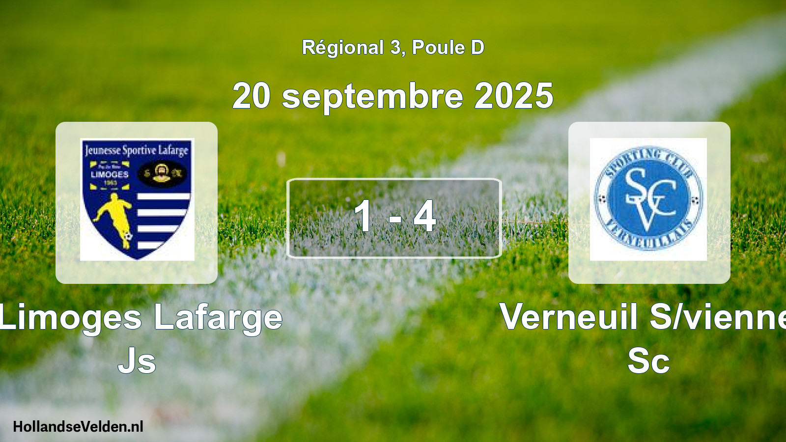 Gespeelde wedstrijd: Limoges Lafarge Js - Verneuil S/vienne Sc 1 - 4 (20 september 2025)