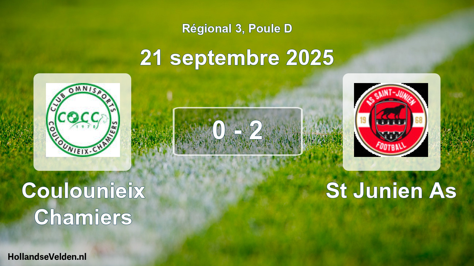 Gespeelde wedstrijd: Coulounieix Chamiers - St Junien As 0 - 2 (21 septembre 2025)