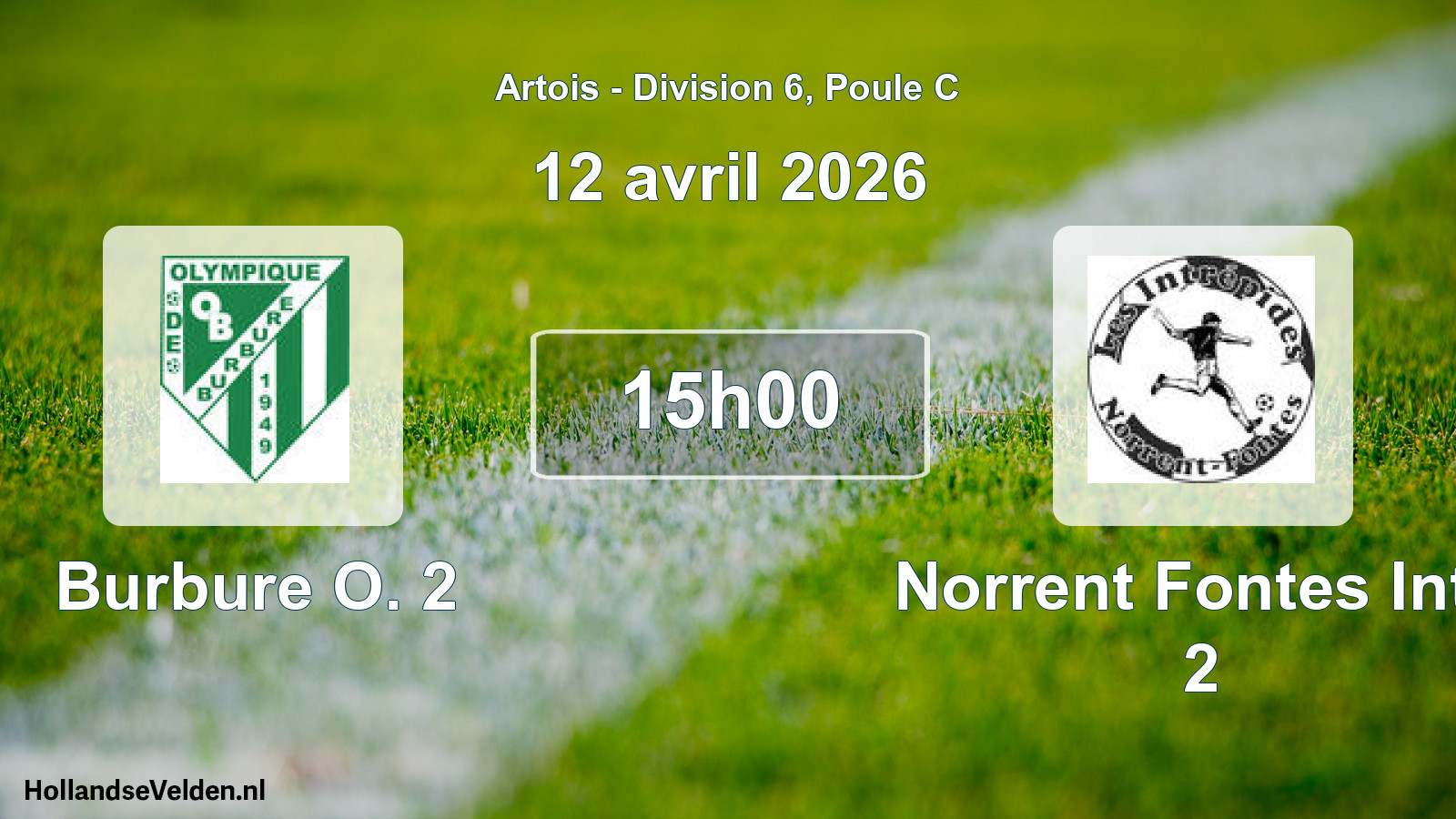 Match programmé: Burbure O. 2 - Norrent Fontes Intr. 2 (12 avril 2026)