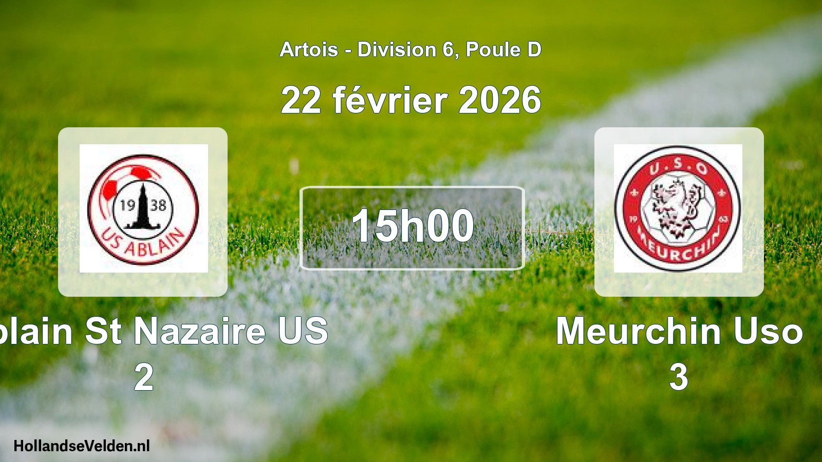 Match programmé: Ablain St Nazaire US 2 - Meurchin Uso 3 (22 février 2026)