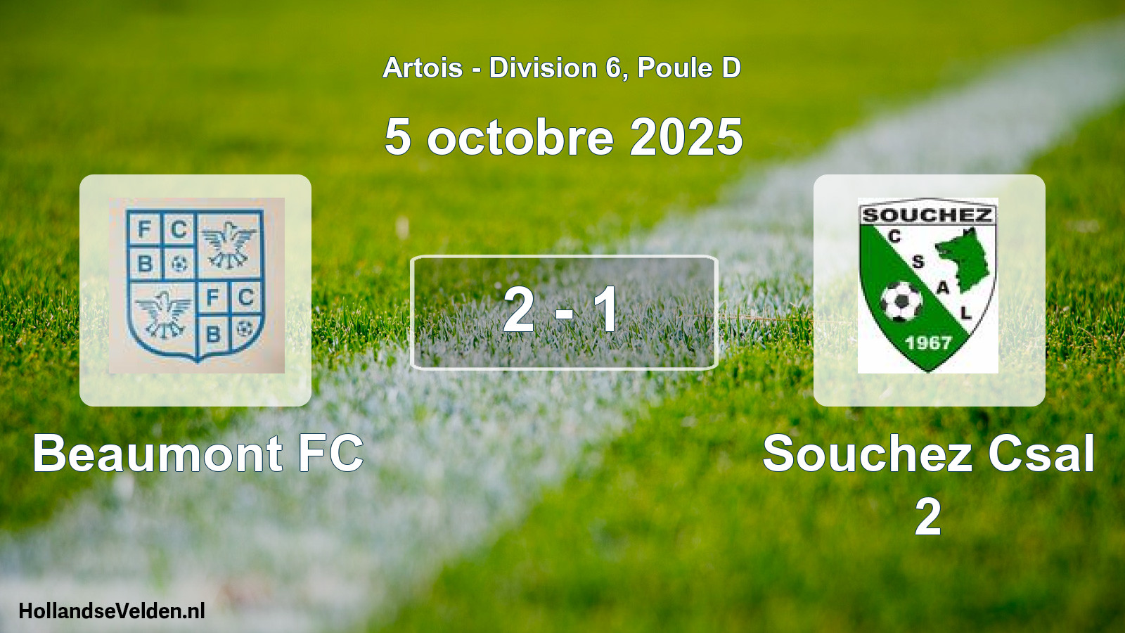 Match joué: Beaumont FC - Souchez Csal 2 2 - 1 (5 octobre 2025)