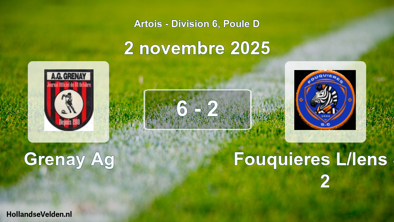 Gespeelde wedstrijd: Grenay Ag - Fouquieres L/lens SC 2 6 - 2 (2 november 2025)