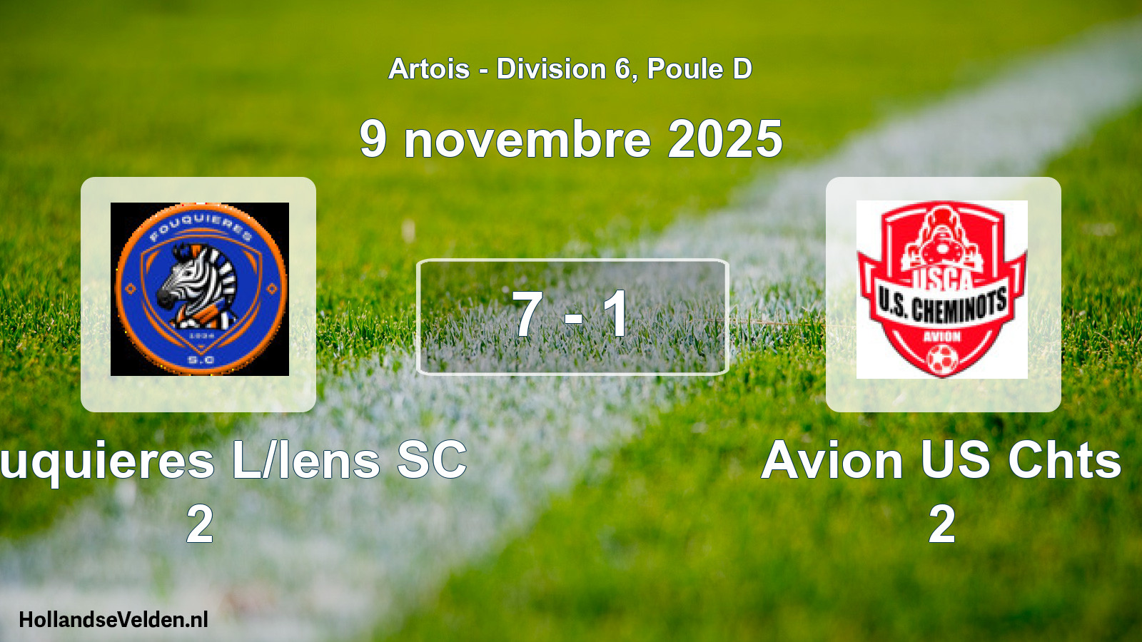 Total number of matches played: Fouquieres L/lens SC 2 - Avion US Chts 2 7 - 1 (9 November 2025)