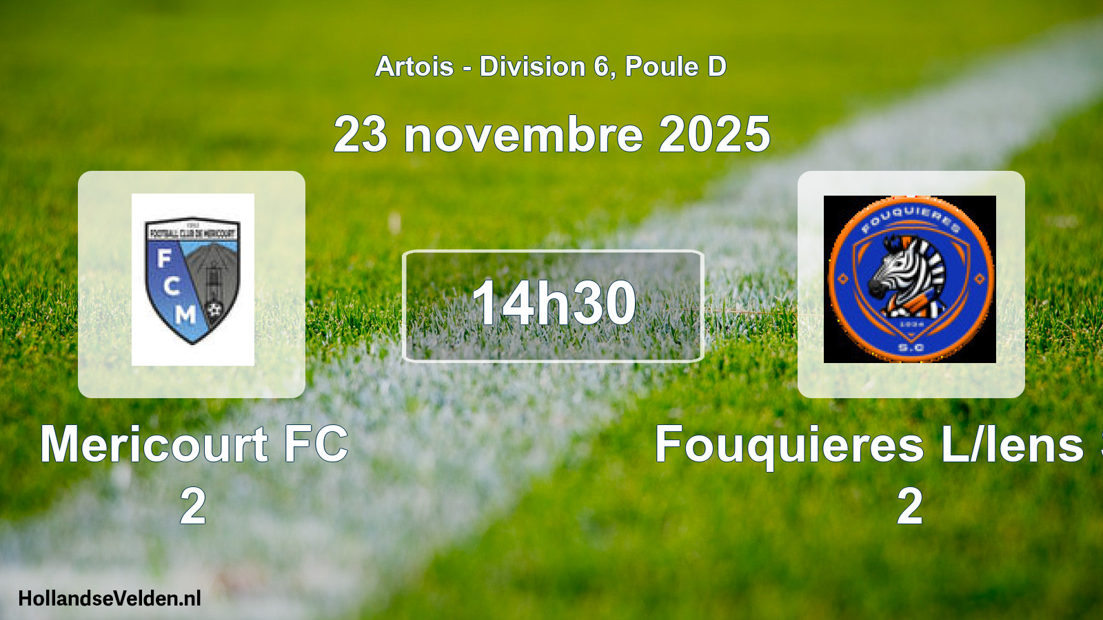 Geplande wedstrijd: Mericourt FC 2 - Fouquieres L/lens SC 2 (23 november 2025)