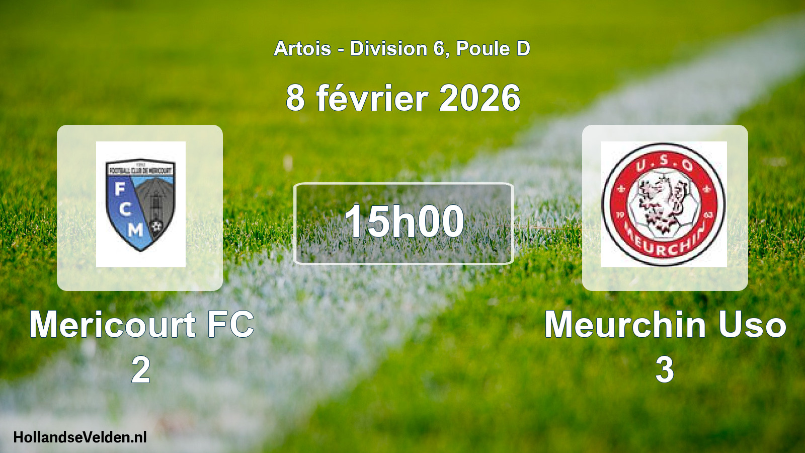 Match programmé: Mericourt FC 2 - Meurchin Uso 3 (8 février 2026)