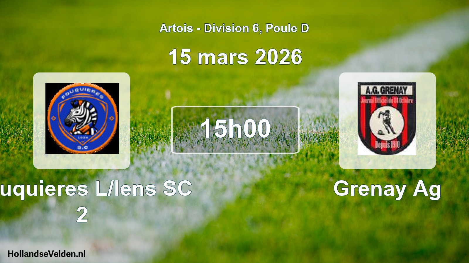 Match programmé: Fouquieres L/lens SC 2 - Grenay Ag (15 mars 2026)