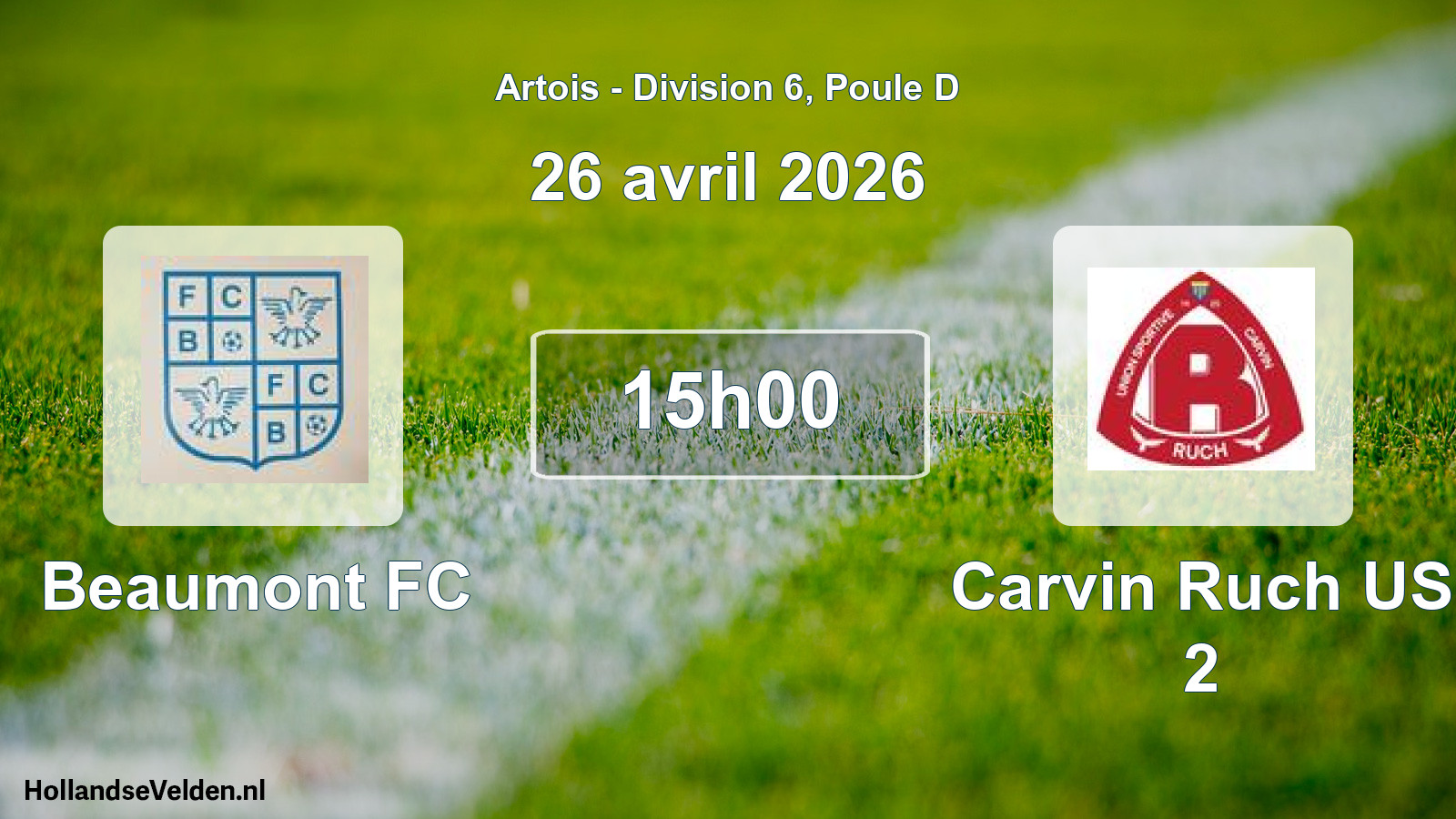 Match programmé: Beaumont FC - Carvin Ruch US 2 (26 avril 2026)