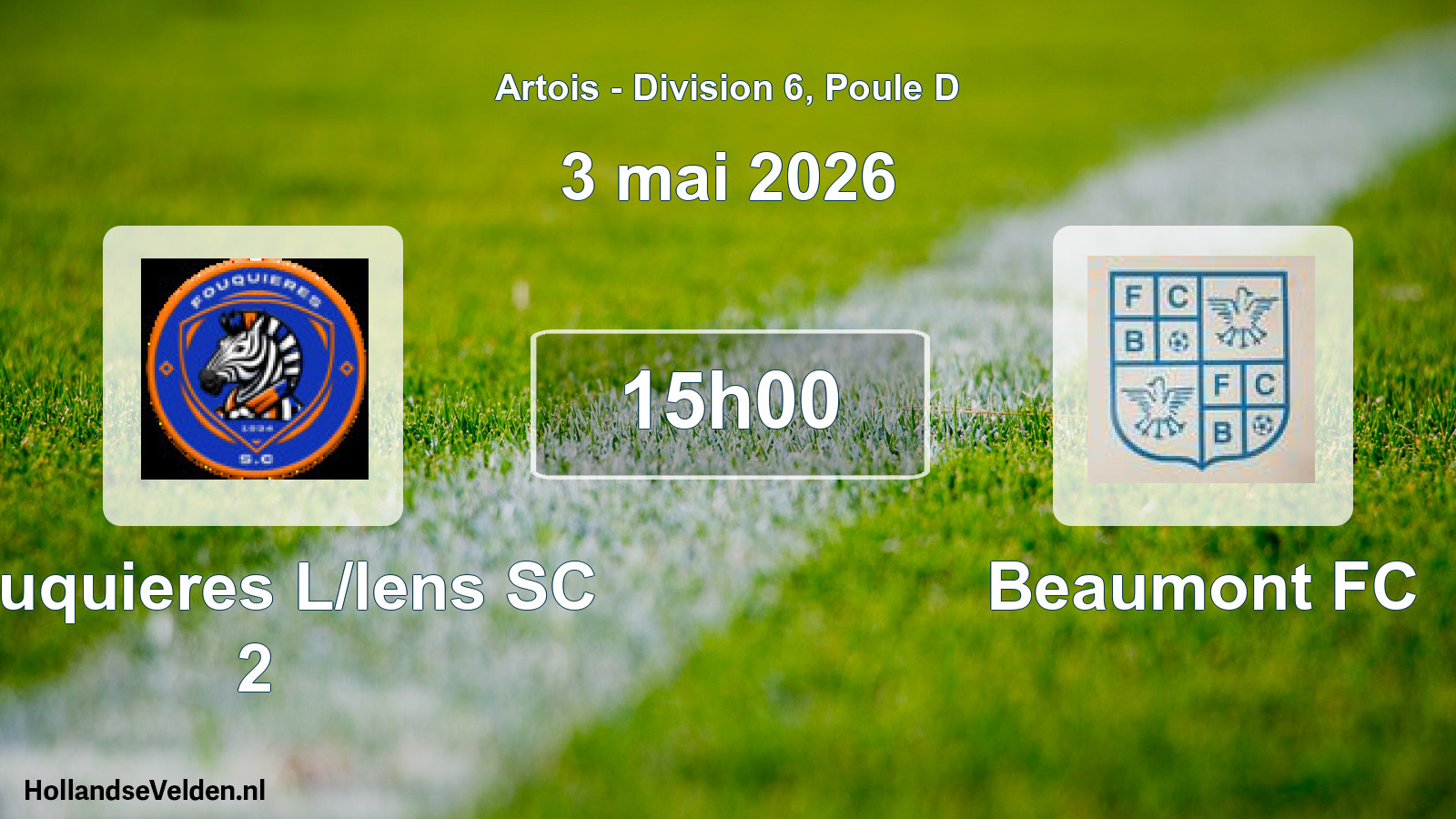 Match programmé: Fouquieres L/lens SC 2 - Beaumont FC (3 mai 2026)