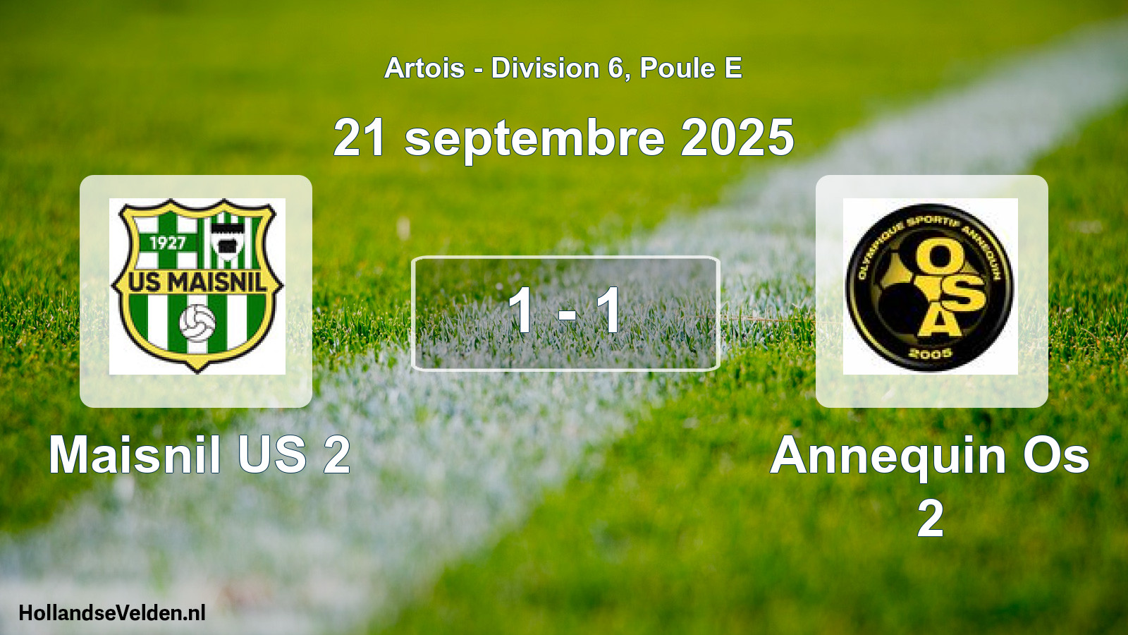 Match joué: Maisnil US 2 - Annequin Os 2 1 - 1 (21 septembre 2025)