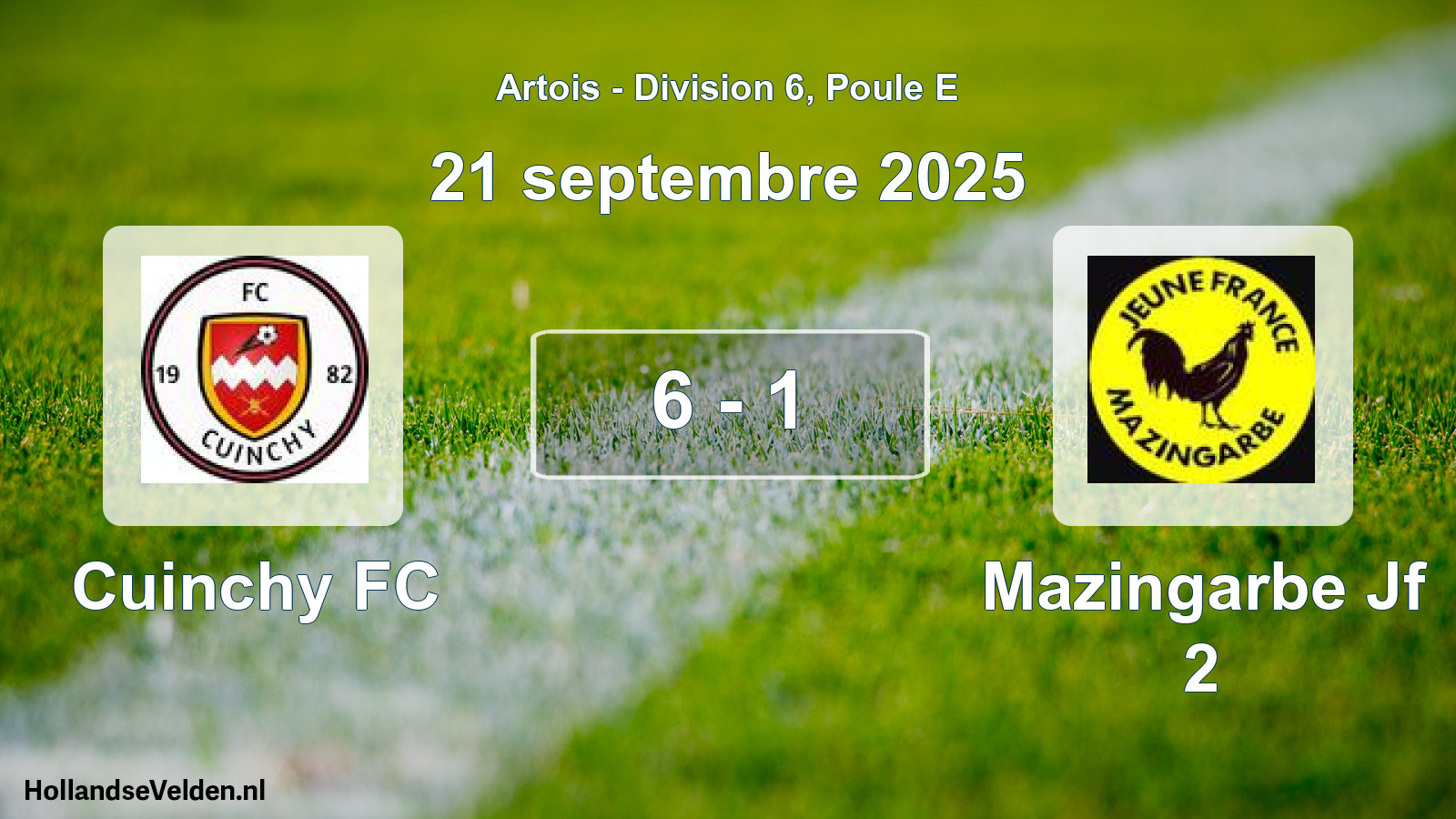 Total number of matches played: Cuinchy FC - Mazingarbe Jf 2 6 - 1 (21 September 2025)